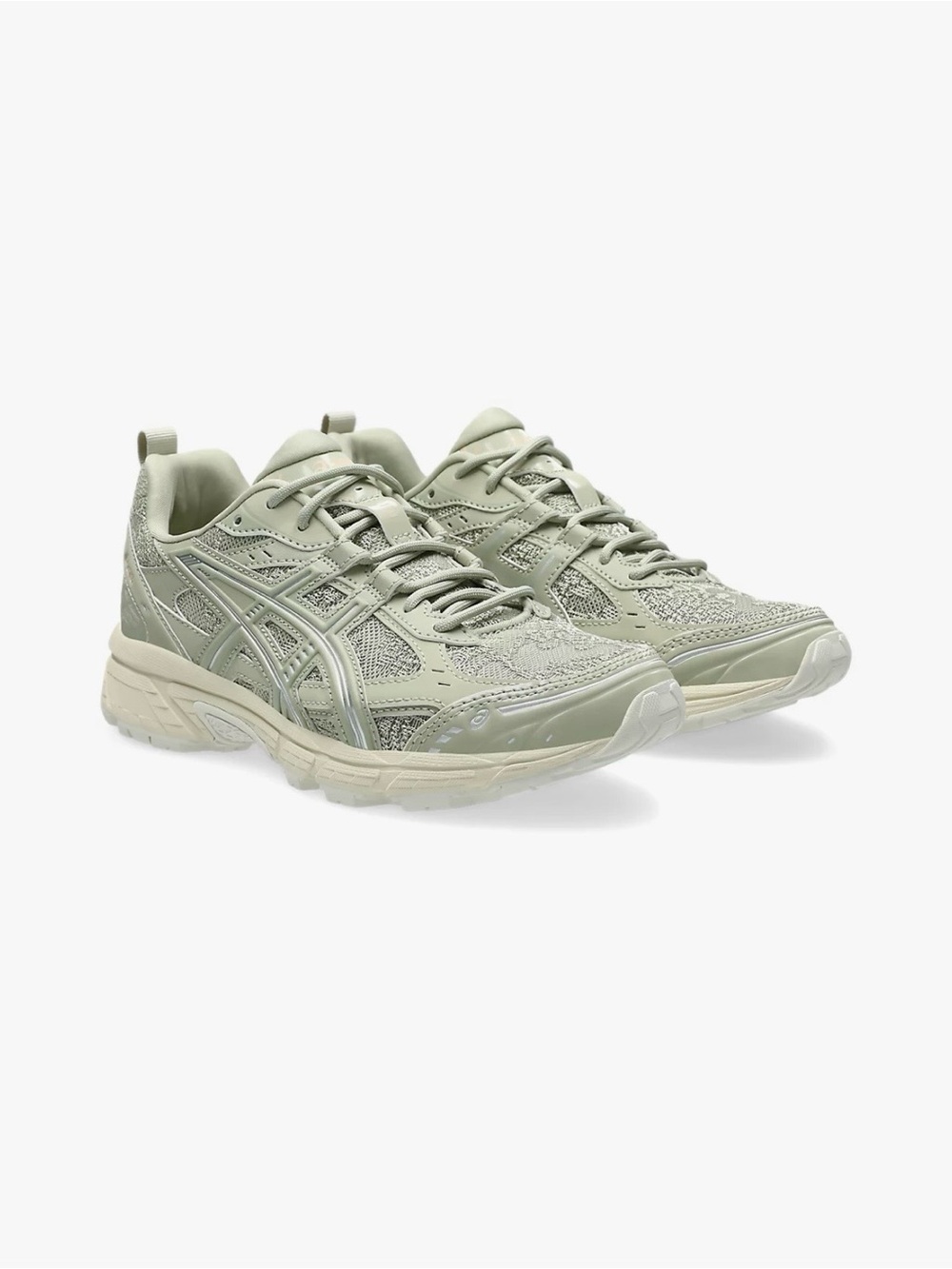 ASICS Sage Green Mesh and Leather Trainer Sneakers